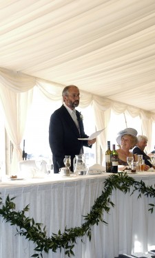 Ruscus garland along top table
